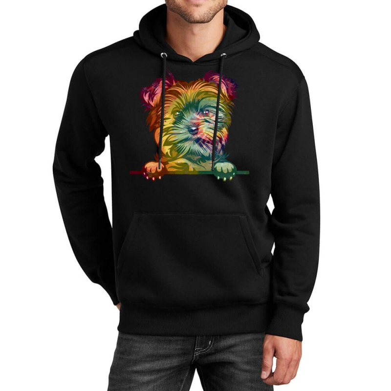 Dog Yorkie Tie Dye Color Peeking T  Shirt Animal Dog Yorkie Tie Dye Co Unisex Hoodie | Artistshot