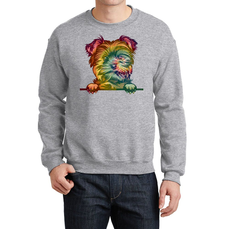 Dog Yorkie Tie Dye Color Peeking T  Shirt Animal Dog Yorkie Tie Dye Co Crewneck Sweatshirt | Artistshot