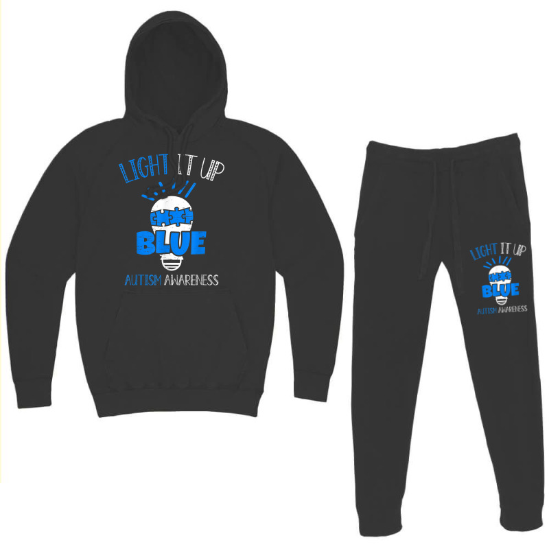 Light It Up Autism Awareness Day Month Colorful Puzzle Blue T Shirt Hoodie & Jogger set by RoyalStore | Artistshot