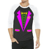 Funny Mardi Gras Tuxedo Costume Print Carnival Parade 3/4 Sleeve Shirt | Artistshot