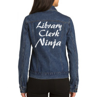 Library Clerk Tshirt Job Occupation Funny Work Title T Shirt Ladies Denim Jacket | Artistshot