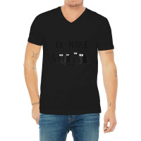 Black Cat Ew People Meow T-shirt V-neck Tee | Artistshot