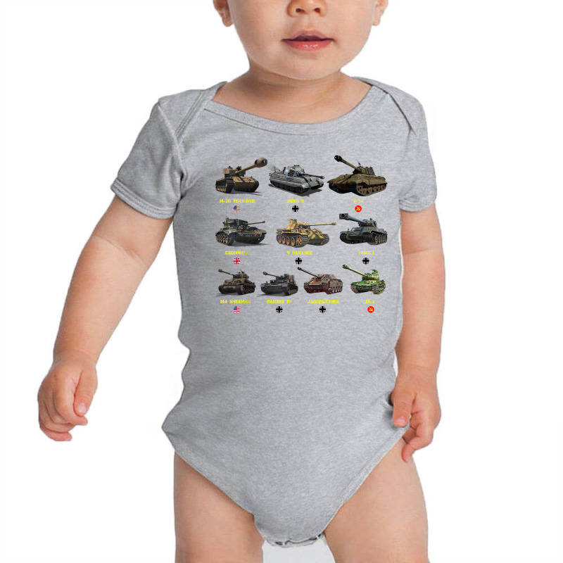 Top Ten Best Ww2 Tanks M4 Sherman Panzer Iv Tiger Ii T 34 T Shirt Baby Bodysuit by roopeedwrich76 | Artistshot