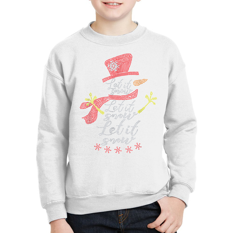 Woman Let It Snow Christmas Snowman Rhinestone Design Tee T Shirt Youth Sweatshirt by sowleomballoucgp | Artistshot