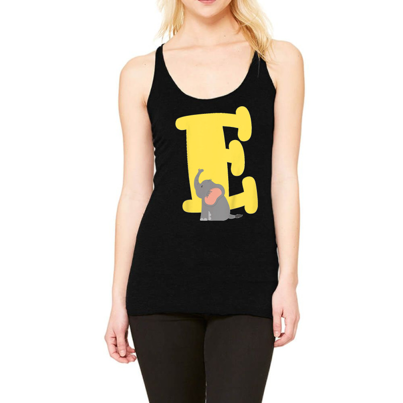 Kids Capital Letter E Alphabet Elephant Cute Kids Initial Racerback Tank by LeonelSalas | Artistshot