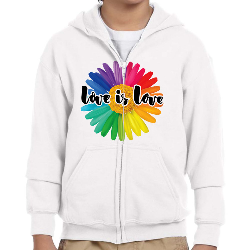 Love Is Love Rainbow Sunflower For Light Youth Zipper Hoodie by autlu2024 | Artistshot