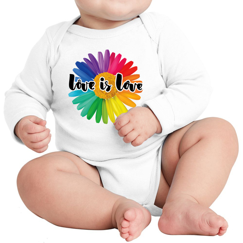 Love Is Love Rainbow Sunflower For Light Long Sleeve Baby Bodysuit by autlu2024 | Artistshot