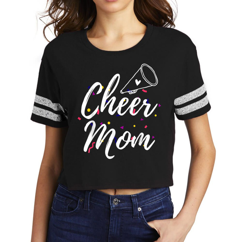 Womens Cheer Mom Megaphone With Heart Accent Women Funny Gifts Boys Gi Scorecard Crop Tee by HailieDesign | Artistshot