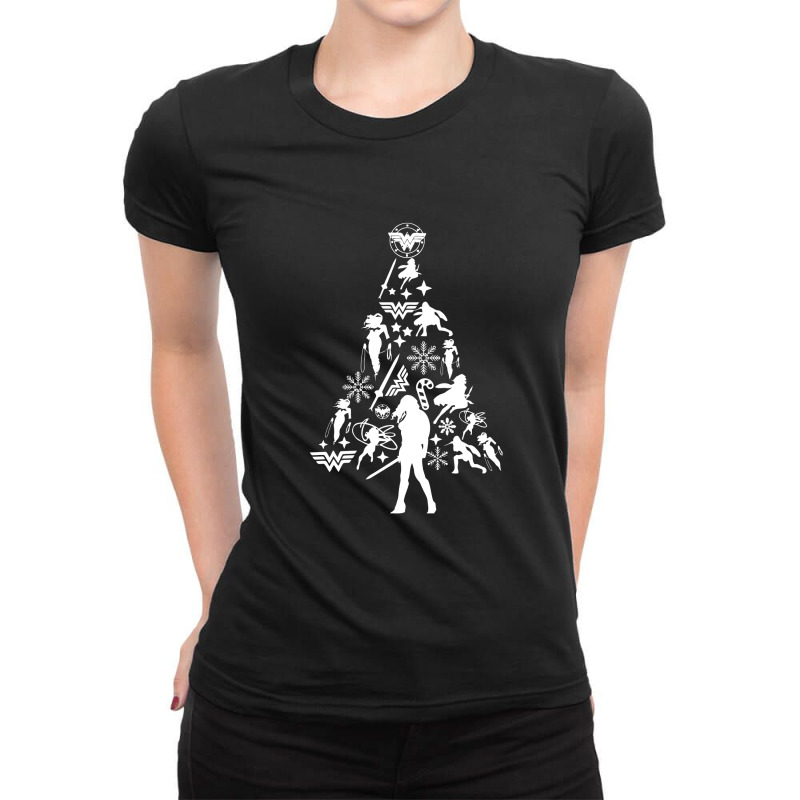 Wonder Woman Christmas Tree Ladies Fitted T-Shirt by mauramadhan | Artistshot