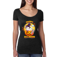 Happy Halloween Cute Candy Corn Unicorn With Witch Hat Girls Women's Triblend Scoop T-shirt | Artistshot