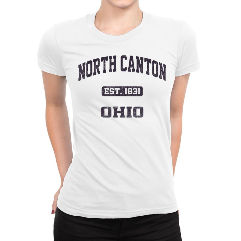 North Canton Ohio Oh Vintage State Athletic Style T Shirt Ladies Fitted T-shirt | Artistshot