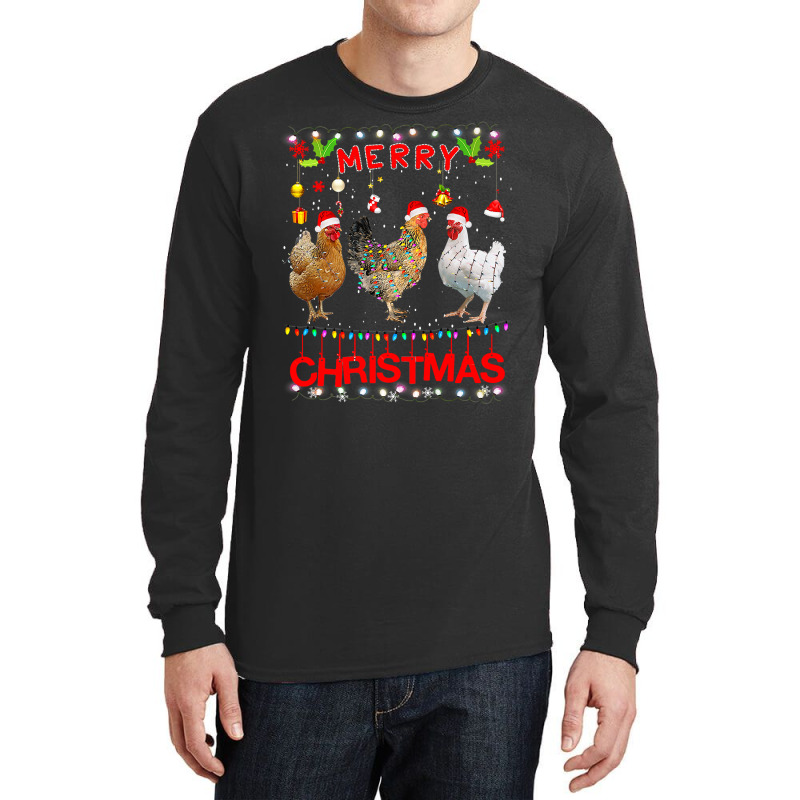 Chicken Design Merry Christmas Chicken For Kids Costume Cute 32 Hen Ch Long Sleeve Shirts | Artistshot