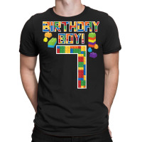 Cute 7th Birthday Gift 7 Years Old Block Building Boys Kids T Shirt T-shirt | Artistshot