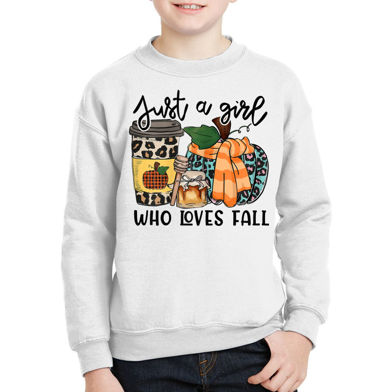 Womens Just A Girl Loves Fall, Fall Season Tops, Leopard Pumpkin T Shi Youth Sweatshirt by sowleomballoucgp | Artistshot