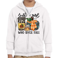 Womens Just A Girl Loves Fall, Fall Season Tops, Leopard Pumpkin T Shi Youth Zipper Hoodie | Artistshot