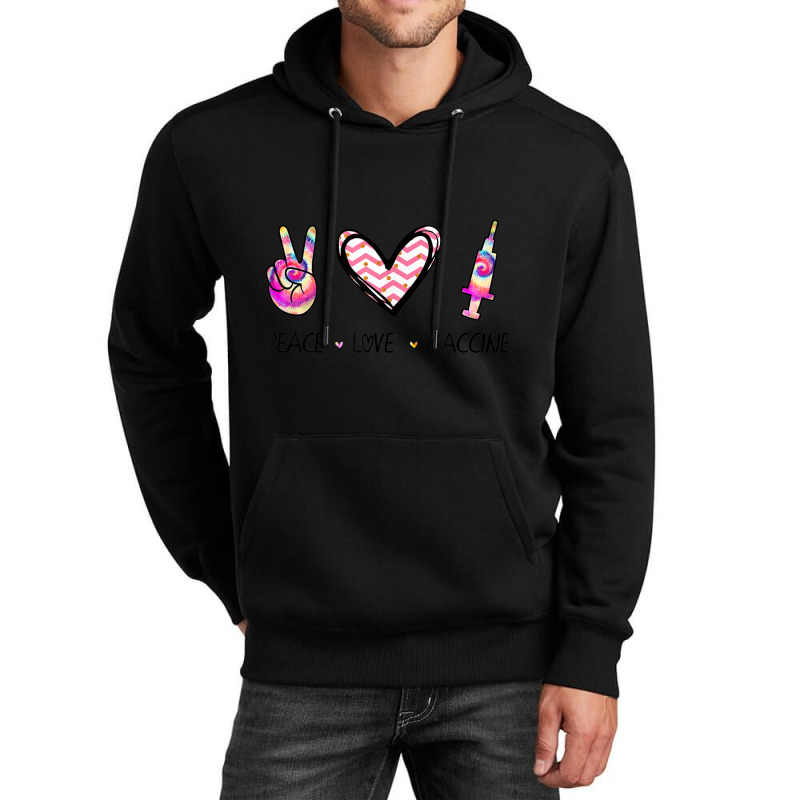 Peace Love And Vaccine I'm Vaccinated 2021 Vaccination Day Gift Unisex Hoodie by CaleDesign | Artistshot