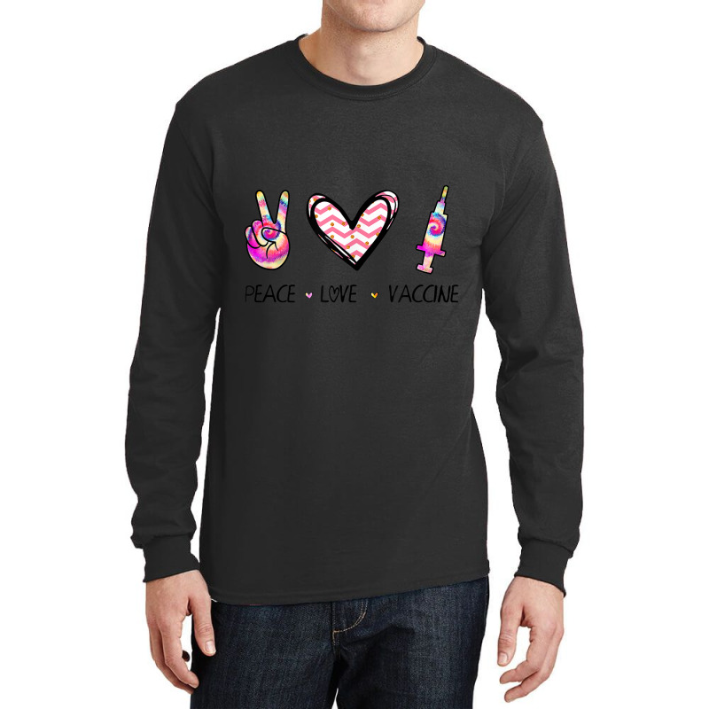 Peace Love And Vaccine I'm Vaccinated 2021 Vaccination Day Gift Long Sleeve Shirts by CaleDesign | Artistshot