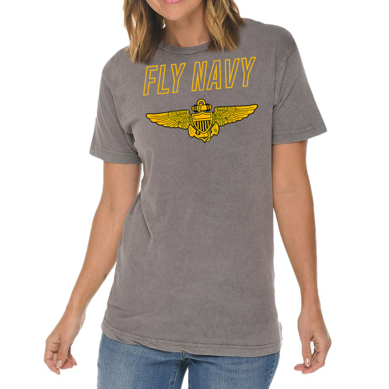 Fly Navy Shirt Classic Naval Officer Pilot Wings Tee Vintage T-Shirt by nevinsledowtinwq | Artistshot