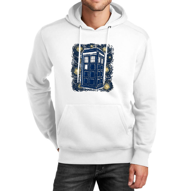 Starry Night Tardis Unisex Hoodie by pusyaque-podcast | Artistshot