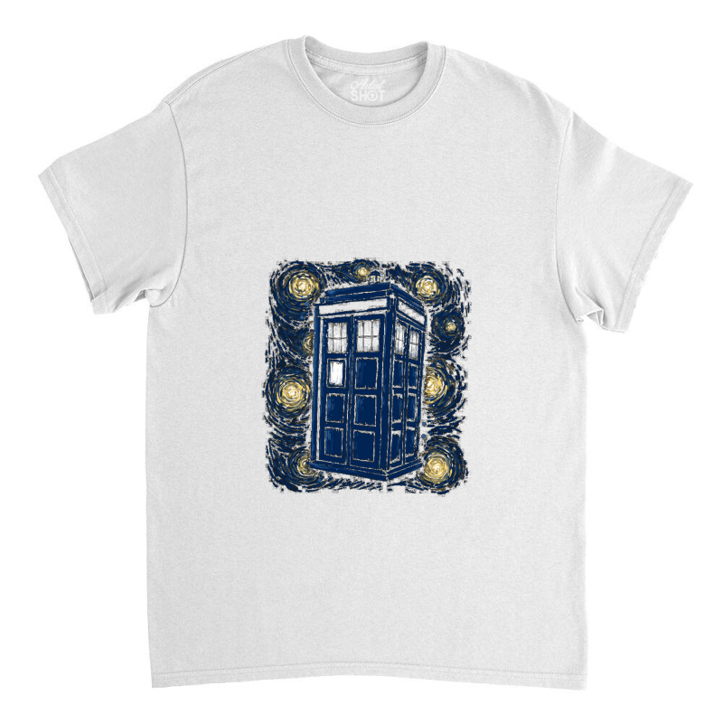 Starry Night Tardis Classic T-shirt by pusyaque-podcast | Artistshot