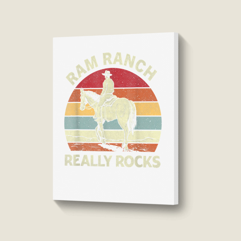 Ram Ranch Really Rock Vintage Western Rodeo Cowboy Horseback T Shirt Portrait Canvas Print | Artistshot