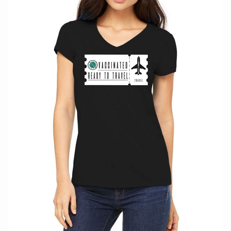 Vaccinated Ready To Travel Women's V-Neck T-Shirt by Zero_art | Artistshot