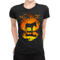 Donkey Donkey Silhouette Pumpkin Donkey Halloween Costume 510 Cattle Ladies Fitted T-shirt | Artistshot