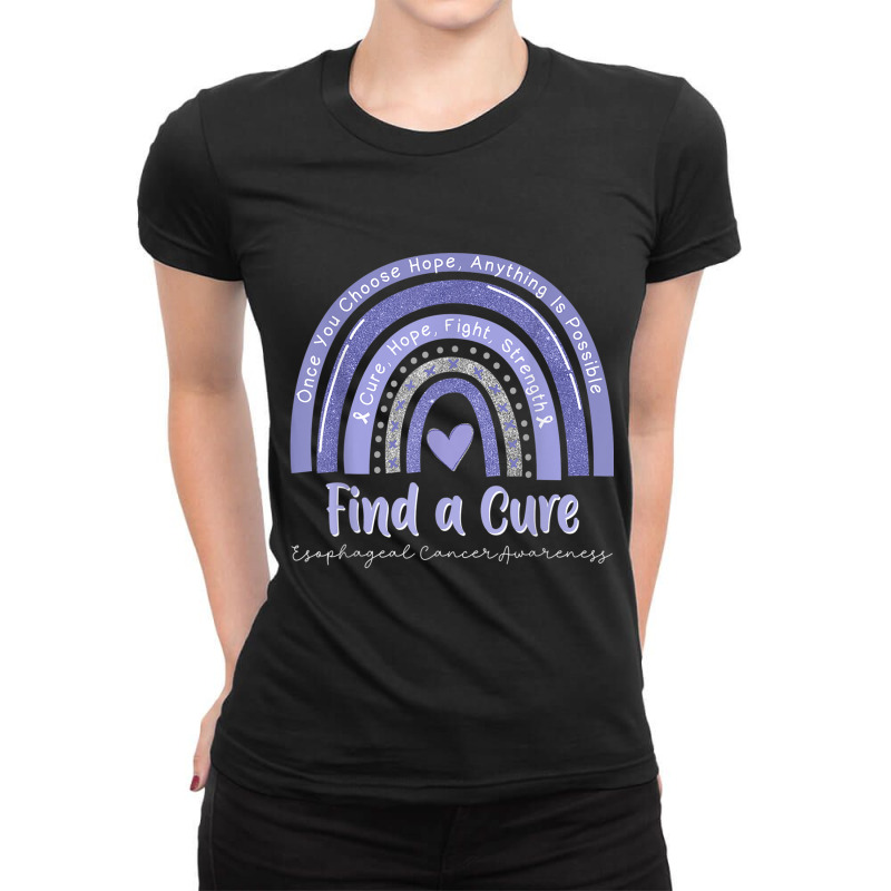 Rainbow Cure Hope Fight Strength Esophageal Cancer Awareness Ladies Fitted T-Shirt by LaytonDesign | Artistshot