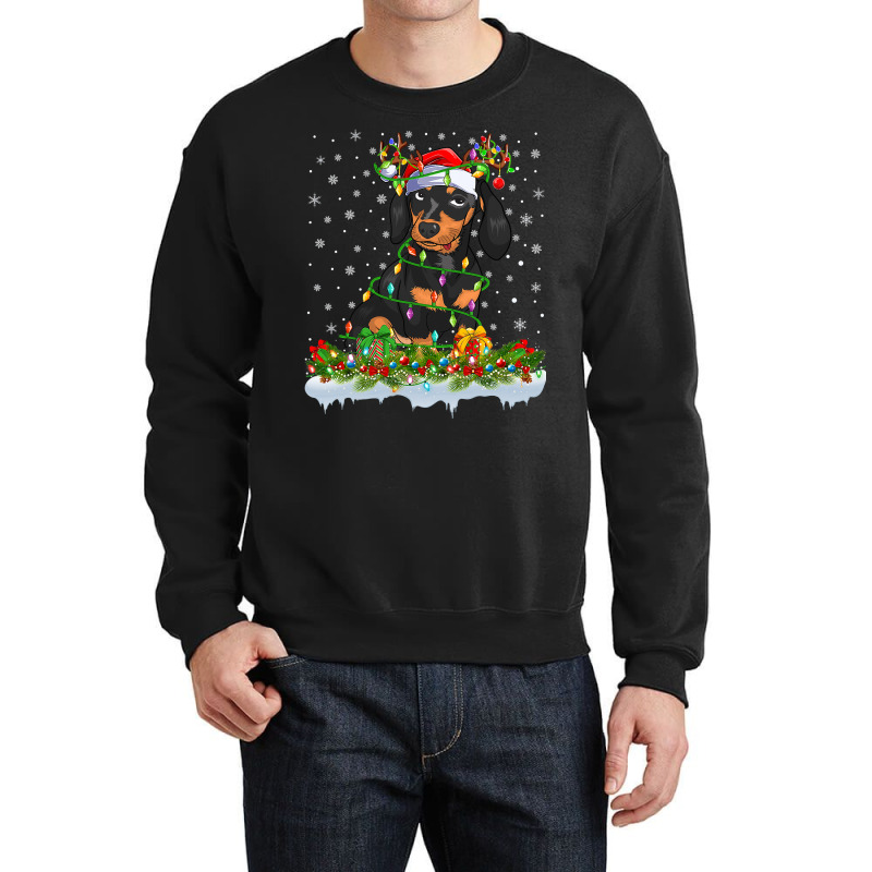 Dachshund Family Matching Xmas Lighting Santa Dachshund Doxie Christma Crewneck Sweatshirt by pester | Artistshot