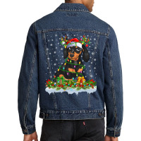 Dachshund Family Matching Xmas Lighting Santa Dachshund Doxie Christma Men Denim Jacket | Artistshot