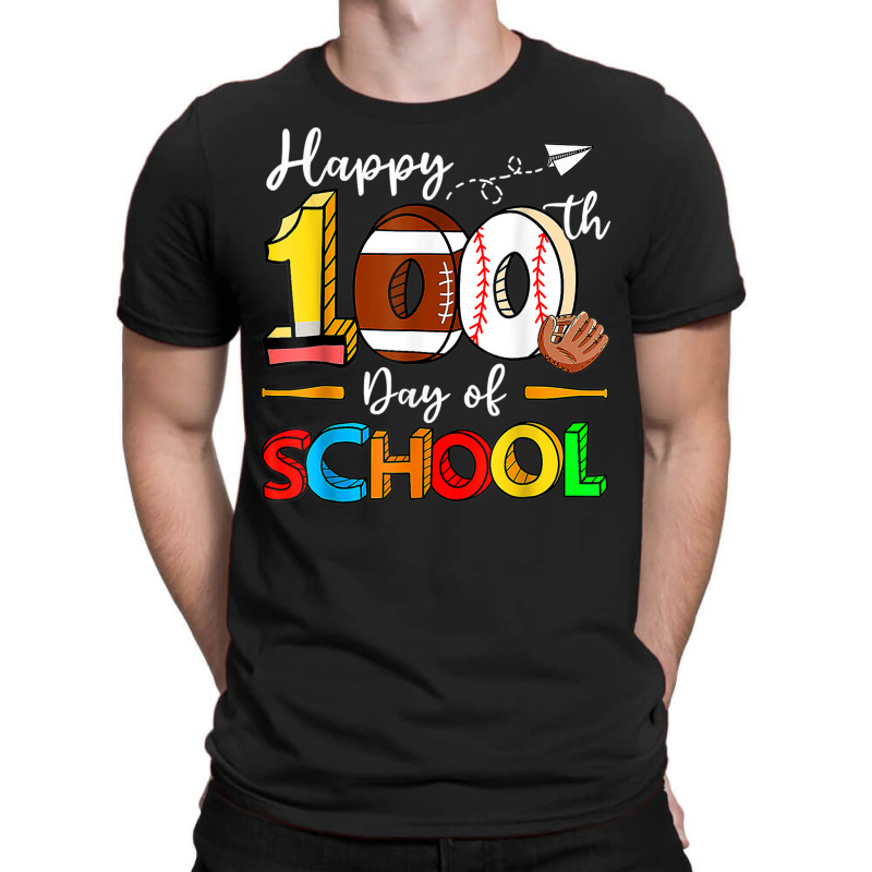Happy 100th Day Of School Football Baseball T-shirt | Artistshot