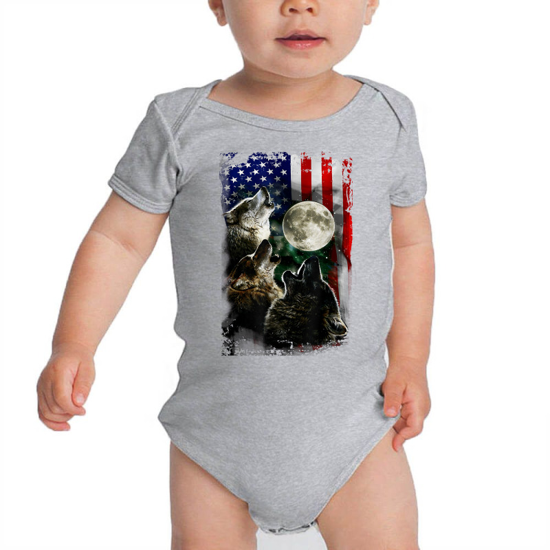 The Mountain Wolfs Lookout Flag American Wolves Moon Light T Shirt Baby Bodysuit by gellisjkbegayphe | Artistshot