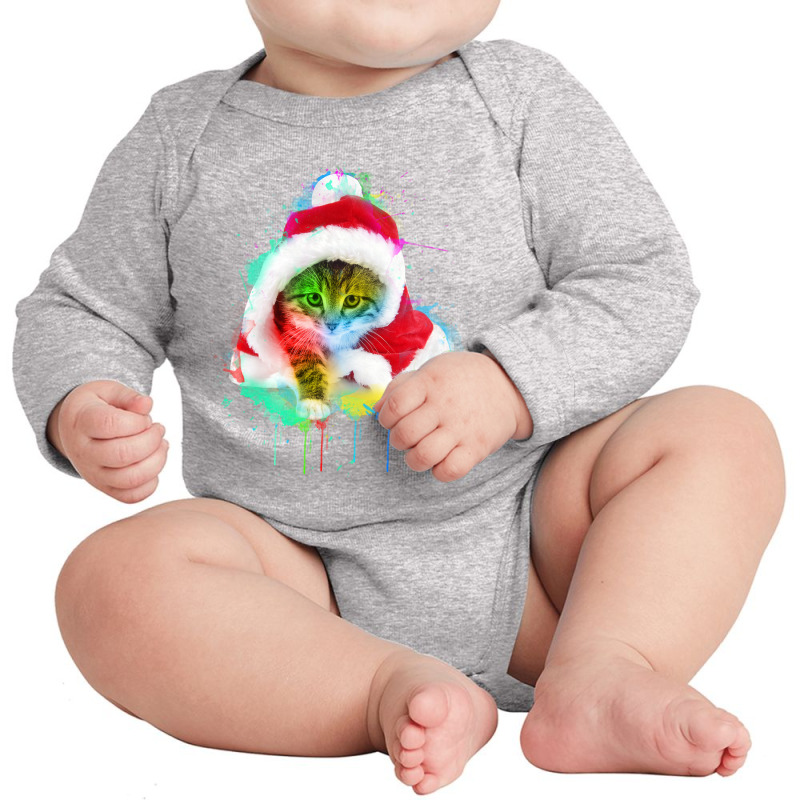 Merry Christmas Cat Long Sleeve Baby Bodysuit | Artistshot