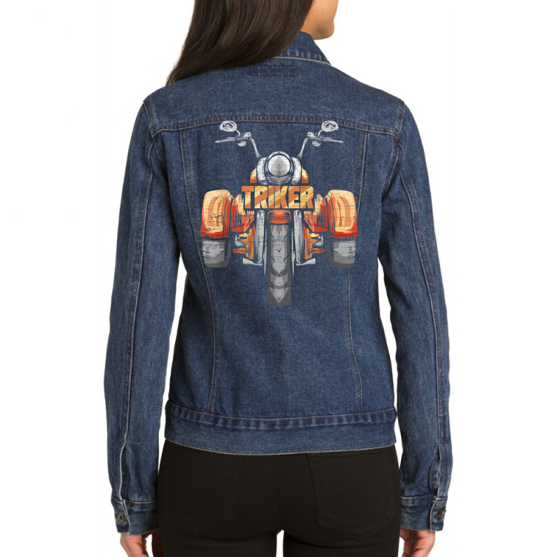 Triker Motortrike Motorcycle Trike Three Wheeler Biker Gift T Shirt Ladies Denim Jacket by vorgasofaguiarb | Artistshot