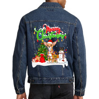 Chihuahua Xmas Lighting Matching Santa Chihuahua Dog Wearing Christmas Men Denim Jacket | Artistshot