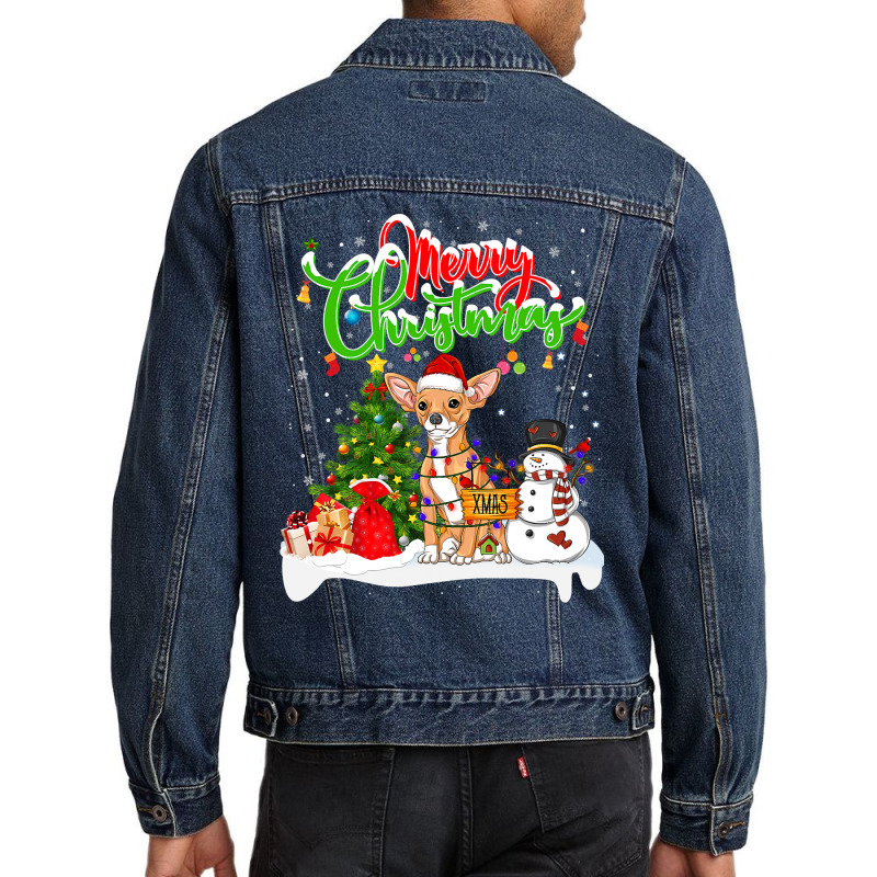 Chihuahua Xmas Lighting Matching Santa Chihuahua Dog Wearing Christmas Men Denim Jacket by pester | Artistshot