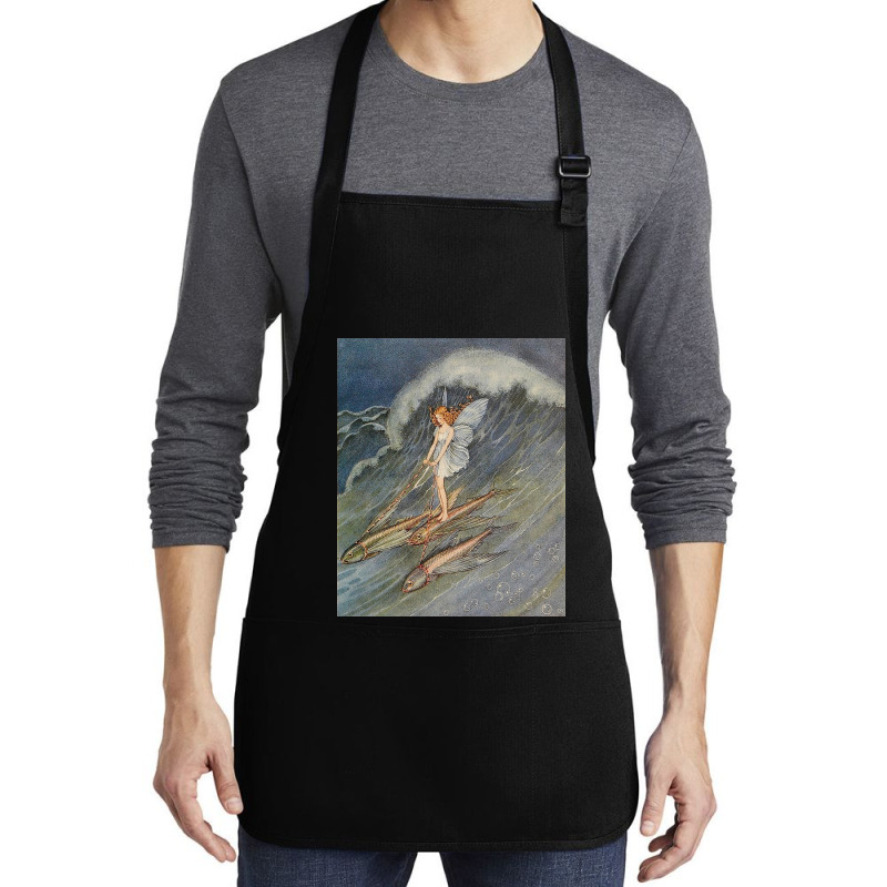 Flower Fairy On A Wave Medium-length Apron | Artistshot