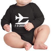 F8 Crusader Jet Fighter Plane Long Sleeve Baby Bodysuit | Artistshot