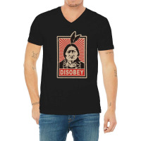 Disobeyy Native American Face Portraitt Anti Colonisation Mexico Usa P V-neck Tee | Artistshot