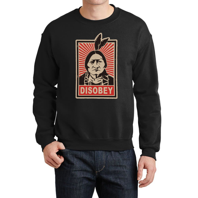 Disobeyy Native American Face Portraitt Anti Colonisation Mexico Usa P Crewneck Sweatshirt | Artistshot