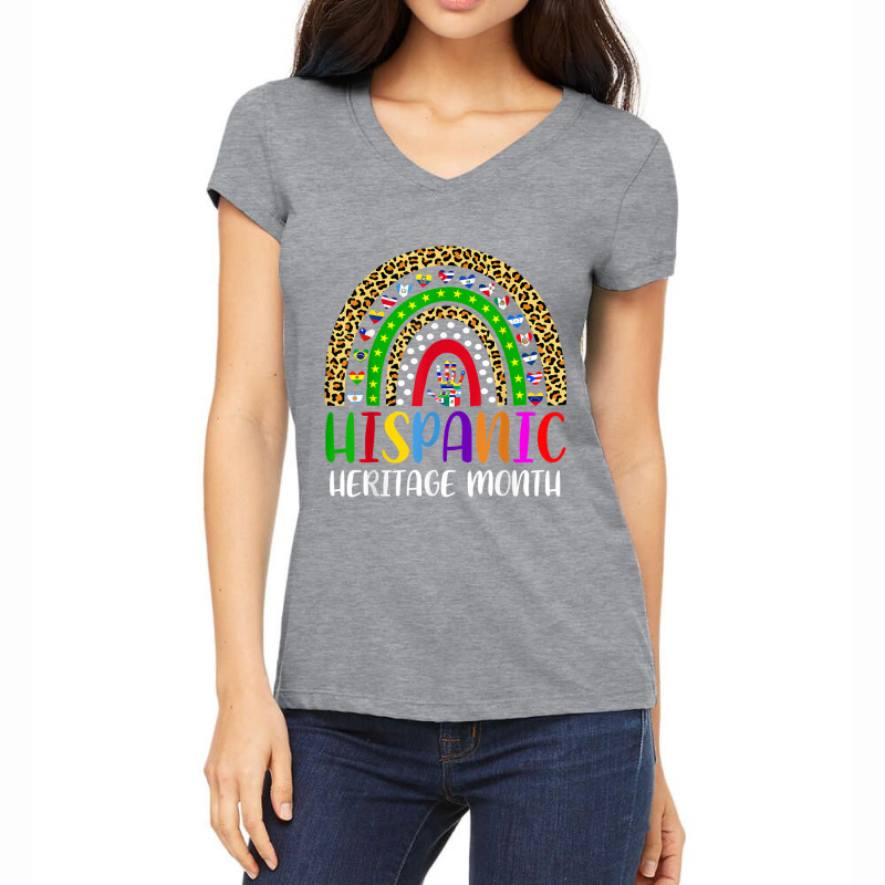 National Hispanic Heritage Month Rainbow All Countries Flags T Shirt Women's V-Neck T-Shirt by Hana237 | Artistshot