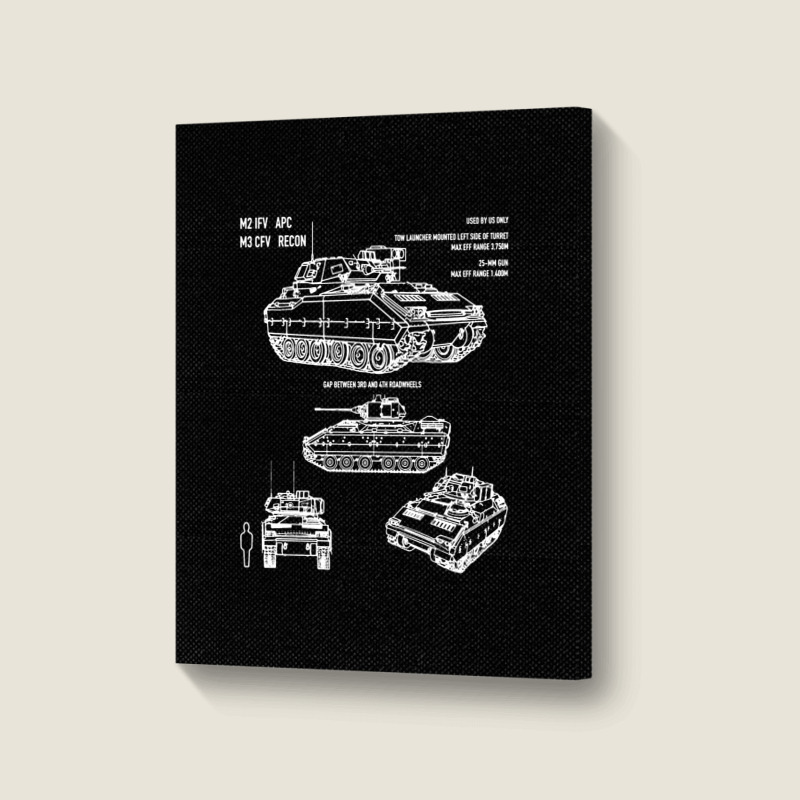 M2 Bradley Ifv M3 Cfv Us Army Recon Blueprint Portrait Canvas Print by naeshastores | Artistshot