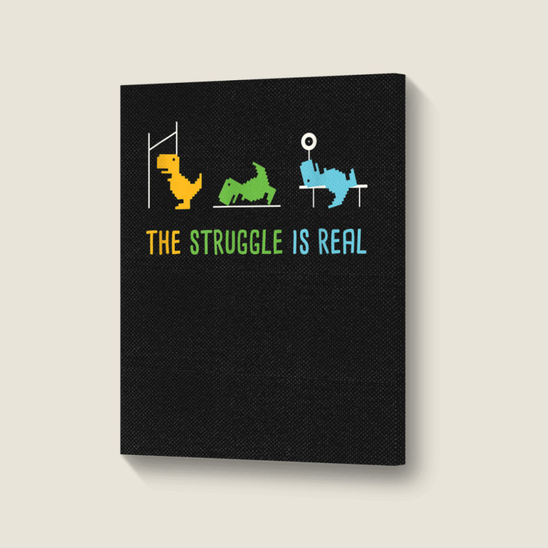 The Struggle Is Real I Dinosaur Gym I Trex Music Vintage Retro Portrait Canvas Print | Artistshot