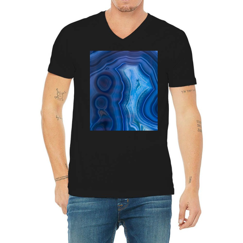 Deep Blue Lagoon Agate Canvas V-neck Tee | Artistshot