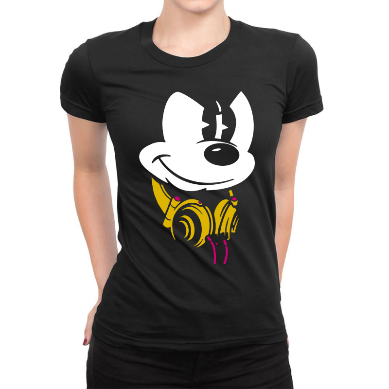 Mouse Headphones Ladies Fitted T-Shirt by AllStar | Artistshot