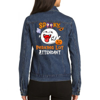 Boo Halloween Costume Spooky Parking Lot Attendant T Shirt Ladies Denim Jacket | Artistshot