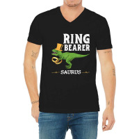 Trex Dinosaur Wedding Party - Ring Bearer Saurus Funny Men V-neck Tee | Artistshot