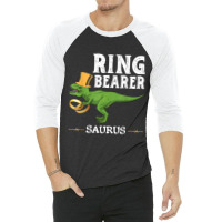 Trex Dinosaur Wedding Party - Ring Bearer Saurus Funny Men 3/4 Sleeve Shirt | Artistshot