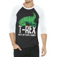 T-rex Hates Kettlebell Gym Short Arms Dino Lover Funny Trex For Mens W 3/4 Sleeve Shirt | Artistshot