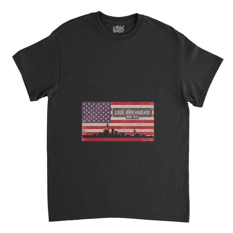 Uss Arkansas Bb 33 Battleship Vintage Usa Flag Gift Classic T-shirt by naeshastores | Artistshot